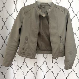 Jou Jou Cropped Faux Leather Jacket